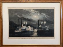 Load image into Gallery viewer, Currier & Ives "A Midnight Race on the Mississippi."