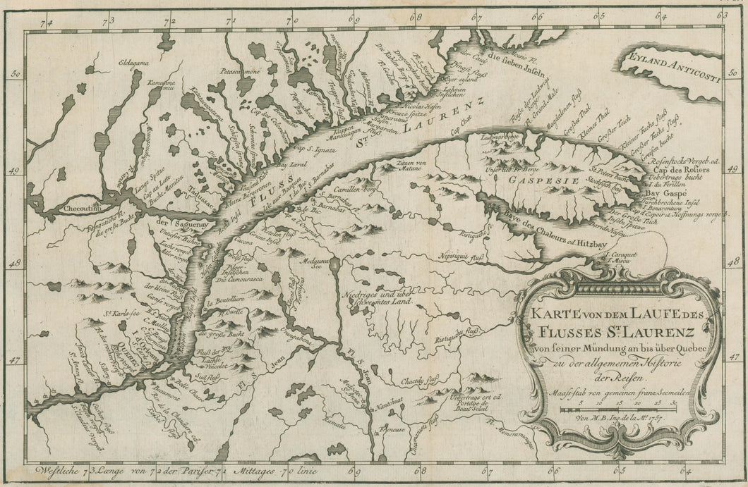 Bellin, Jacques Nicolas  “Karte von dem Laufe des Flusses St Laurenz