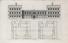 Load image into Gallery viewer, Jones, Inigo “The Elevation of Castle Asby in Northamptonshire, the Seat of Rt. Honble the Earl of Northampton, / Plan of the first Story / Plan of the Second Story" Pl. 8.