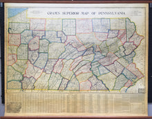 Load image into Gallery viewer, Cram, George F.  "Cram's Superior Map of Pennsylvania"