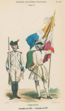 Load image into Gallery viewer, Philippoteaux, Felix Plate 87. "Vermandois. Grenadier en 1789. - Enseigne en 1730"