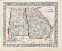 Load image into Gallery viewer, Mitchell, S. Augustus  “County Map of Georgia, and Alabama” 1860