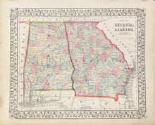 Load image into Gallery viewer, Mitchell, S. Augustus “County Map of Georgia, and Alabama” 1867+