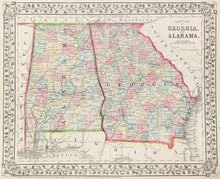 Load image into Gallery viewer, Mitchell, S. Augustus “County Map of Georgia, and Alabama” 1867+