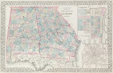 Load image into Gallery viewer, Mitchell, S. Augustus  “County Map of the States of Georgia and Alabama” 1880