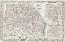 Load image into Gallery viewer, Mitchell, S. Augustus “County Map of the States of Georgia and Alabama”