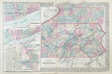 Load image into Gallery viewer, Gamble, W.H.  "County Map of the State of Pennsylvania”  With inset maps of Harrisburg, Williamsport, Erie and Scranton