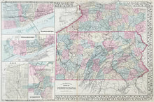 Load image into Gallery viewer, Gamble, W.H.  "County Map of the State of Pennsylvania”  With inset maps of Harrisburg, Williamsport, Erie and Scranton
