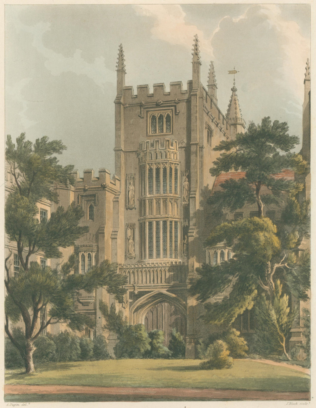 Pugin, A.  “New College.  Entrance Gate.”  [Old Gate of Magdalen College]