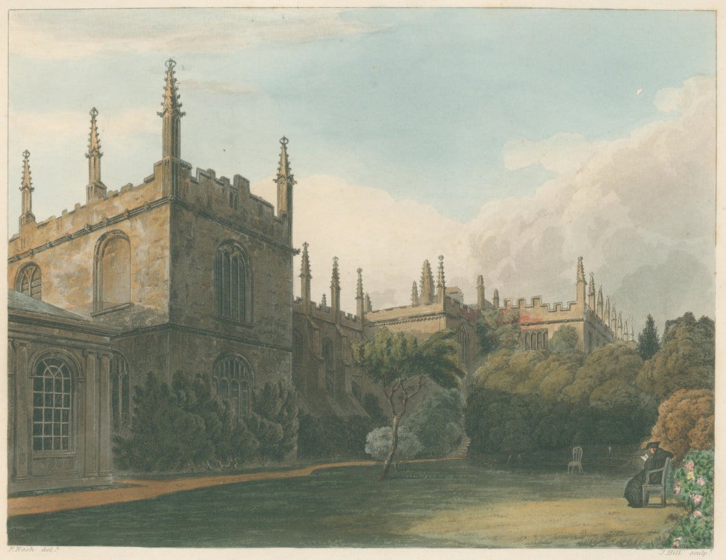 Nash, F.  “The Public Schools, & Part of Exeter College Library, From the Garden”