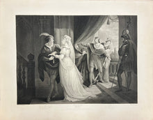 Load image into Gallery viewer, Hamilton, William Plate 90. “Cymbeline, Act I, Scene ii. Cymbeline’s Palace in Britain. Imogen, Posthumus, Cymbeline, Queen...&quot;
