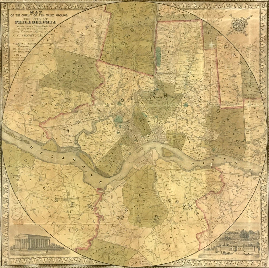 Sidney, J.C.  “Map of the Circuit of Ten Miles Around the City of Philadelphia