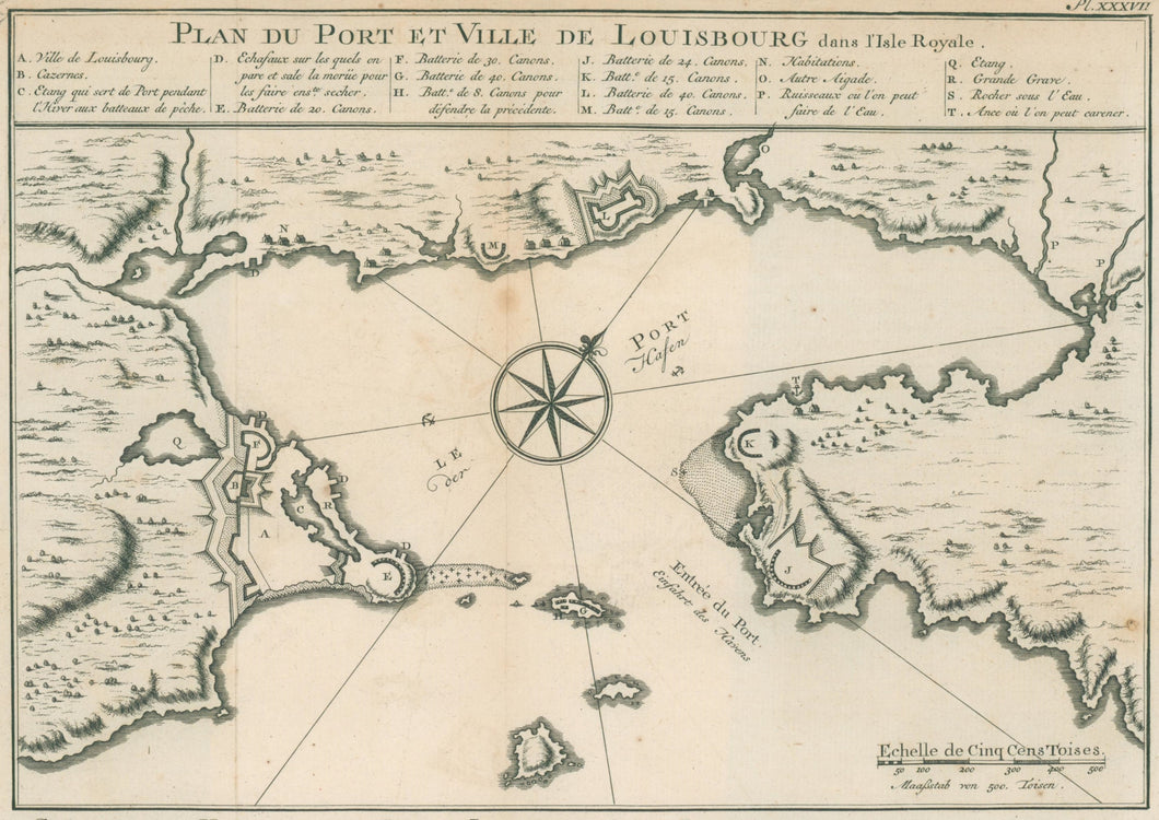Ulloa and Santacilla “Plan du Port et Ville de Louisbourg dans l’Isle Royale”  [Nova Scotia]