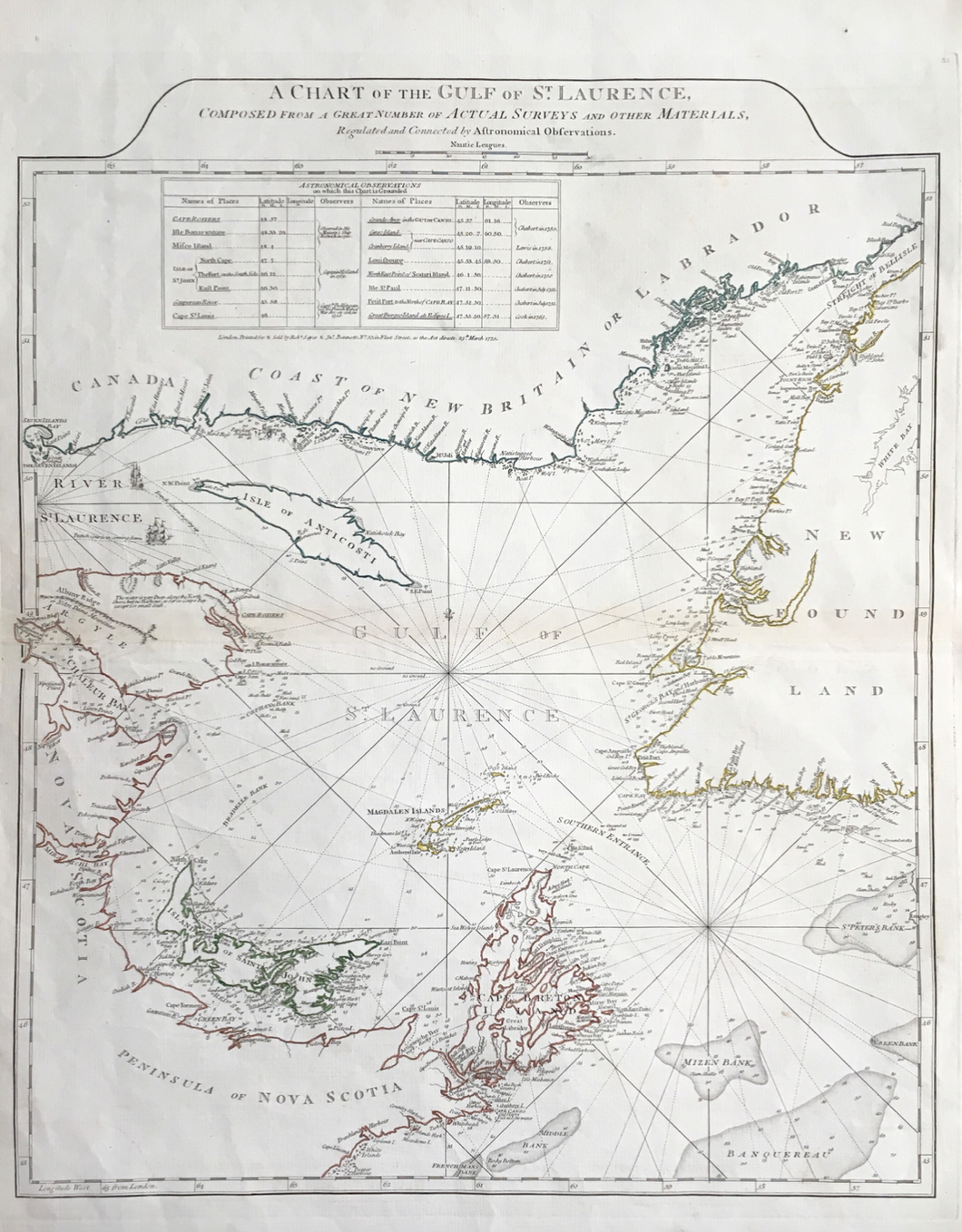 British Admiralty “A Chart of the Gulf of St. Laurence . . . by Astronomical Observations”