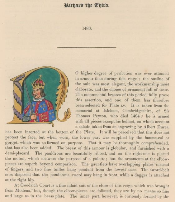 Meyrick, Samuel Rush.  “Richard the Third.”  [Text with illuminated letter]