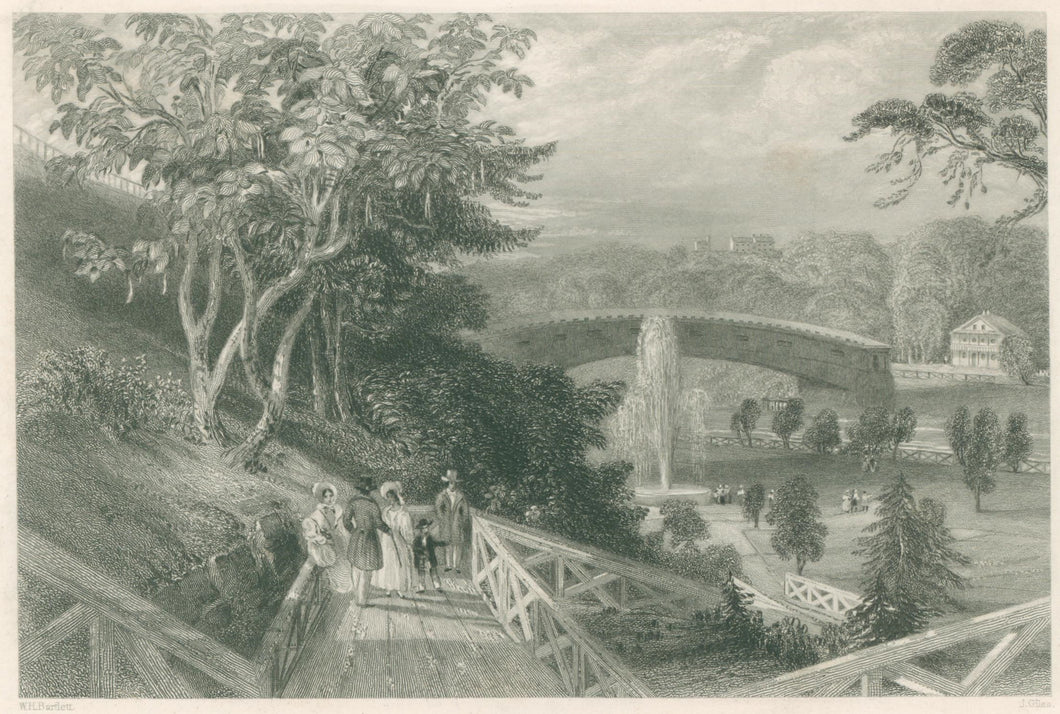 Bartlett, W.H.  “Fairmount Gardens with the Schuylkill Bridge, Philadelphia”  From 