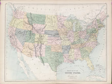 Load image into Gallery viewer, Bartholomew, J.   “General Map of the United States" 1879