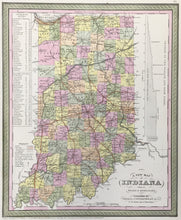 Load image into Gallery viewer, Mitchell, S. Augustus "A New Map of State of Indiana with its Roads & Distances"