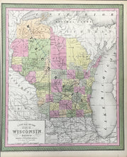 Load image into Gallery viewer, Mitchell, S. Augustus "A New Map of State of Wisconsin"