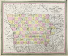Load image into Gallery viewer, Mitchell, S. Augustus  “A New Map of The State of Iowa."