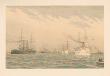 Load image into Gallery viewer, Cozzens, Fred. S. "Columbia Naval Review, 1893. Ships moving to position in New York Harbor." Pl. 24