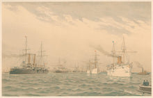Load image into Gallery viewer, Cozzens, Fred. S. "Columbia Naval Review, 1893. Ships moving to position in New York Harbor." Pl. 24