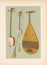 Load image into Gallery viewer, Gibb, William "Siamisen, Kokiu, Biwa." Pl. 49  From "A. J. Hipkins’ Musical Instruments Historic, Rare, and Unique"