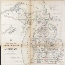 Load image into Gallery viewer, Unattributed  "Sketch of the Public Surveys in Michigan"