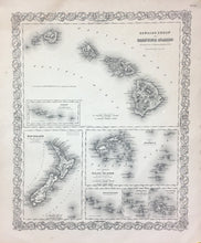 Load image into Gallery viewer, Colton, J.H. "Hawaiian Group or Sandwich Islands. New Zealand. FeeJee Islands. Society Islands. Marguesas Island. Calapacos Islands" with border