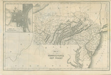 Load image into Gallery viewer, Hinton “Map of the States of Pennsylvania and New Jersey” with inset “Plan of Philadelphia”