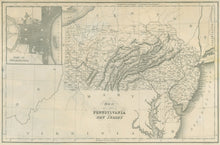 Load image into Gallery viewer, Hinton “Map of the States of Pennsylvania and New Jersey” with inset “Plan of Philadelphia”