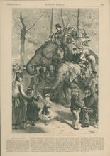 Load image into Gallery viewer, Harper's Weekly  "Riding the Elephant in the London Zoological Gardens"