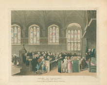 Load image into Gallery viewer, Rowlandson, Thomas & Pugin, Augustus Charles “Court of Chancery, Lincoln’s Inn Hall.” From "The Microcosm of London"