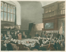 Load image into Gallery viewer, Rowlandson, Thomas & Pugin, Augustus Charles “Court of Exchequer, Westminster Hall.” From "The Microcosm of London"