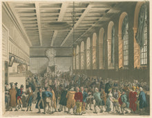 Load image into Gallery viewer, Rowlandson, Thomas & Pugin, Augustus Charles “Long Room, Custom House.”  From "The Microcosm of London"