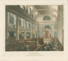 Load image into Gallery viewer, Rowlandson, Thomas & Pugin, Augustus Charles “Synagogue. Dukes Place, Houndsditch.” From "The Microcosm of London"