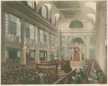 Load image into Gallery viewer, Rowlandson, Thomas & Pugin, Augustus Charles “Synagogue. Dukes Place, Houndsditch.” From "The Microcosm of London"