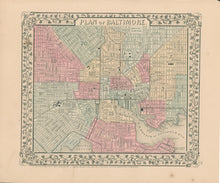 Load image into Gallery viewer, Mitchell, S. Augustus Jr. “Plan of Baltimore.” 1867