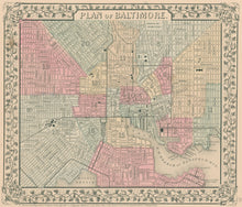 Load image into Gallery viewer, Mitchell, S. Augustus Jr. “Plan of Baltimore.” 1867