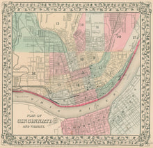 Load image into Gallery viewer, Mitchell, S. Augustus Jr. “Plan of Cincinnati and Vicinity.” 1867