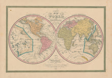 Load image into Gallery viewer, Mitchell, S.A. "A New Map of the World on the Globular Projection by H.S. Tanner."