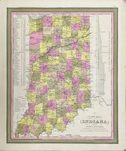 Load image into Gallery viewer, Mitchell, S. Augustus  “A New Map of Indiana with its Roads & Distances."