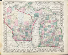 Load image into Gallery viewer, Gamble, W.H. "County Map of Michigan and Wisconsin" 1867