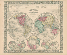 Load image into Gallery viewer, Mitchell, S. Augustus Jr.  “The World in Hemispheres with other Projections, &c. &c.”