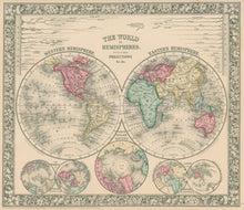 Load image into Gallery viewer, Mitchell, S. Augustus Jr.  “The World in Hemispheres with other Projections, &c. &c.”