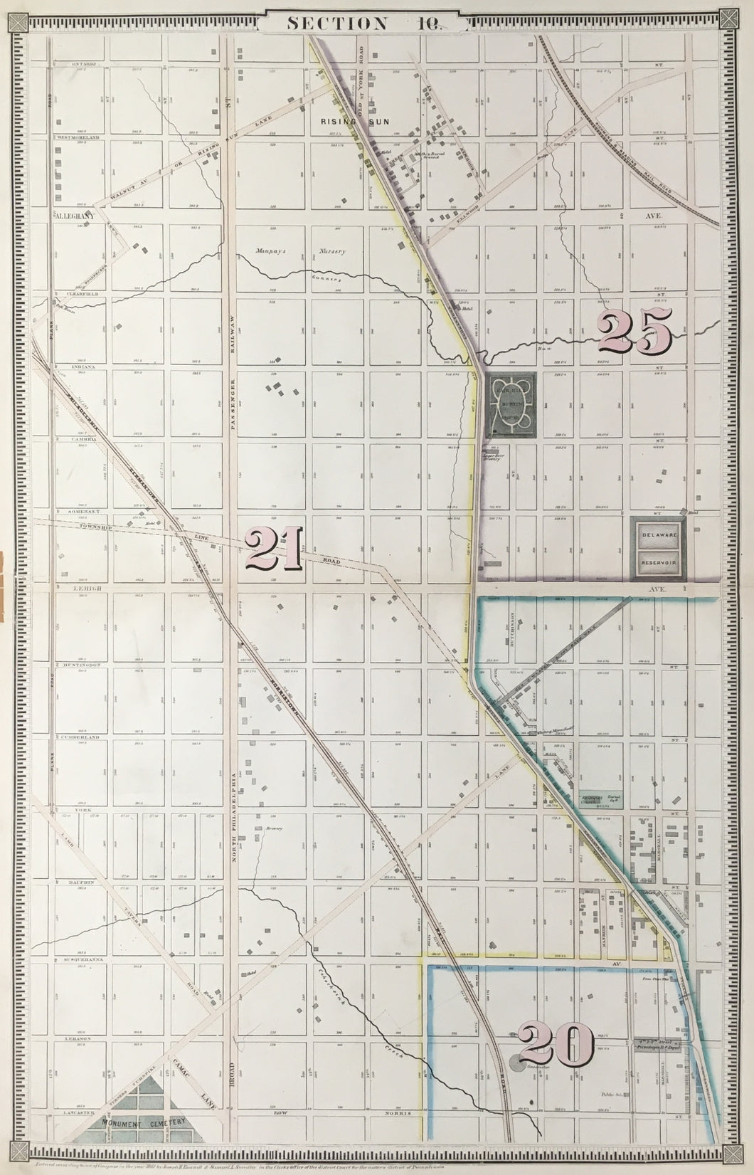Bonsall & Smedley.  “Section 19.”  [Glenwood and North Central Philadelphia area: From Ontario Street south to Norris Street and from North 17th Street to North 6th Street]