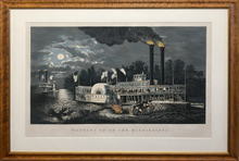 Load image into Gallery viewer, Currier &amp; Ives "Wooding Up" on the Mississippi."

