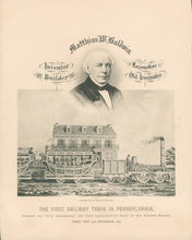 Load image into Gallery viewer, Goist, P. F. after W. L. Breton  “First Railway Train in Pennsylvania, drawn by &quot;Old Ironsides&quot; the first Locomotive built in the United States. First trip, 23rd November 1832”
