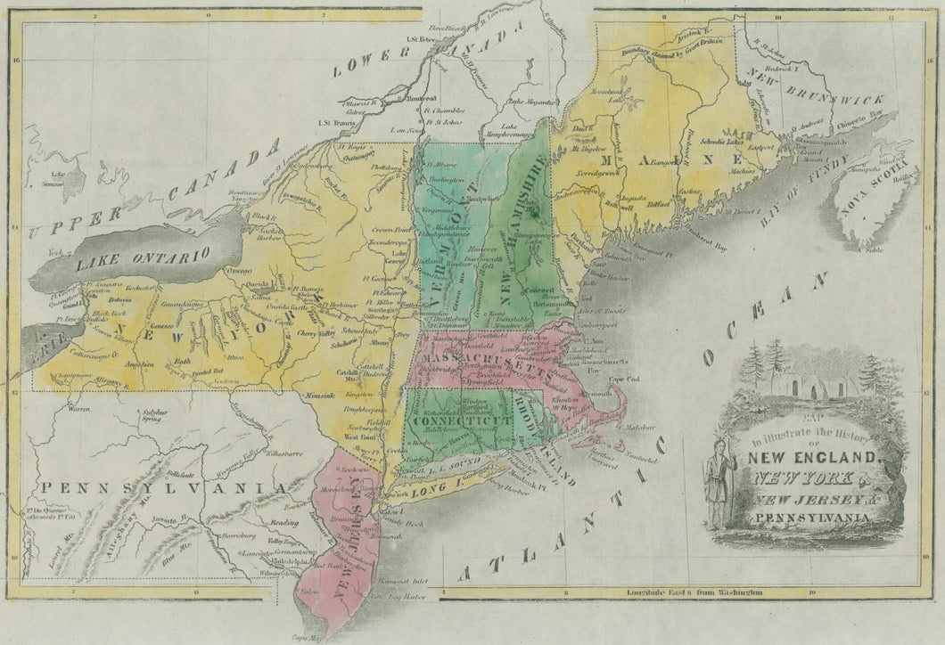 Barber, John Warner “Map to Illustrate the History of New England, New York, New Jersey & Pennsylvania”