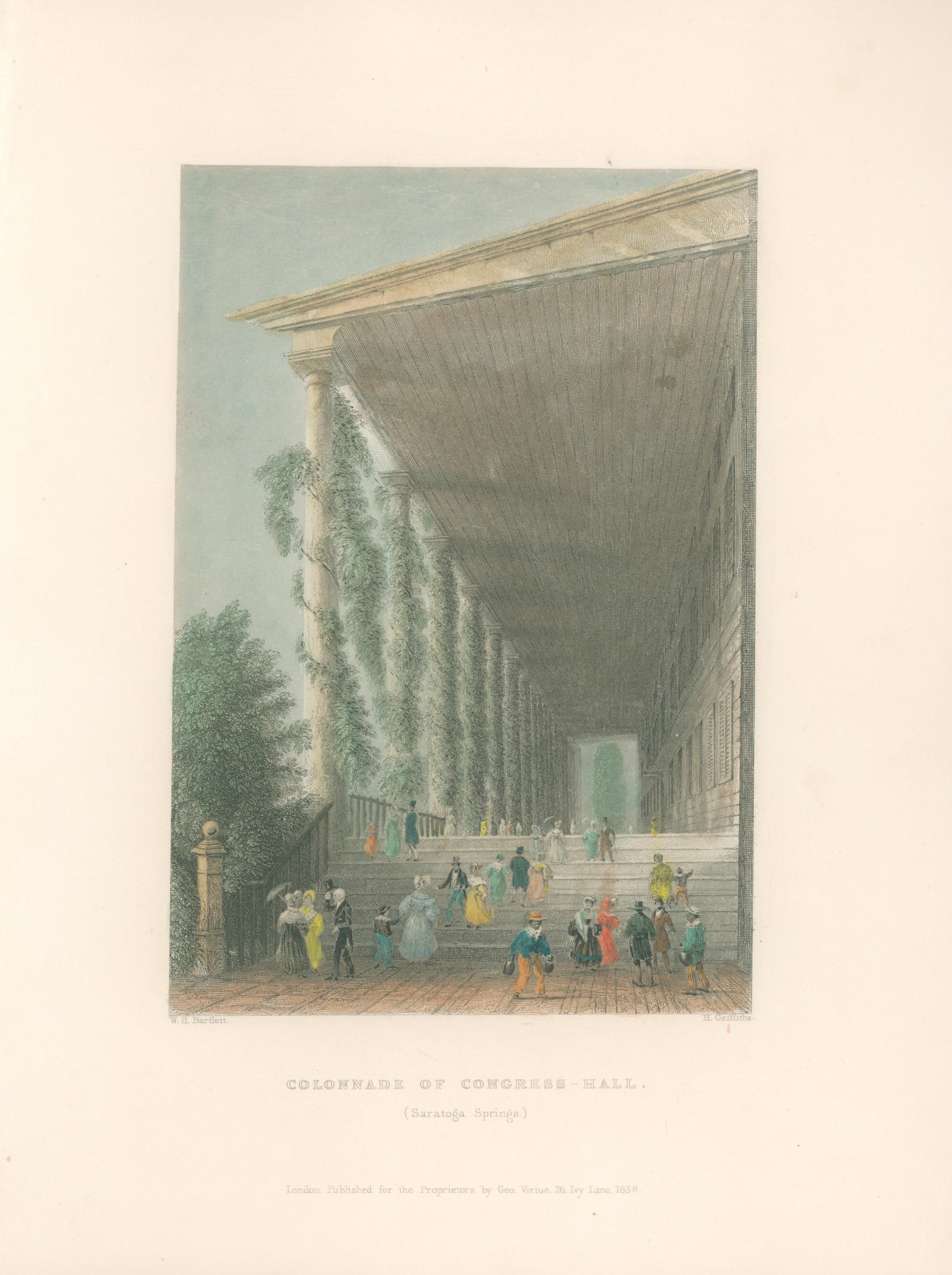 Art Print W.H Bartlett H. Griffiths Colonnade of Congress hotsell Hall Saratoga Springs